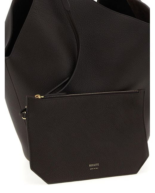 Khaite Black 'Lotus Medium' Shopping Bag