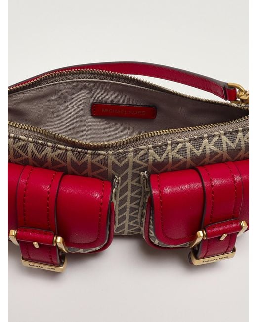 Michael Kors Red Sn Conv Pouchette Shoulder Bag