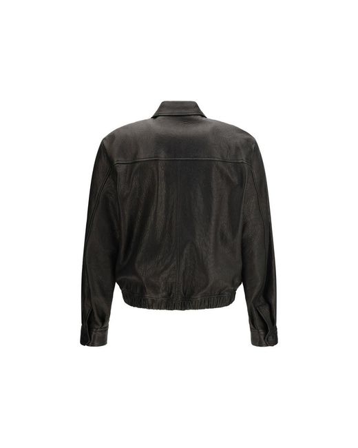 Saint Laurent Black Lamb Ovis Aries Aries Leather Jacket for men