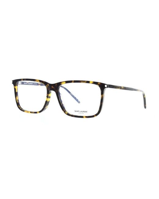 Saint Laurent Brown Eyeglasses Square Full Rim, Frame And Clear Demo Lenses Lens Sl454005 for men
