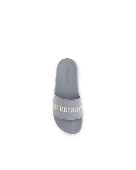 Burberry White Rubber Slides Shoe for men