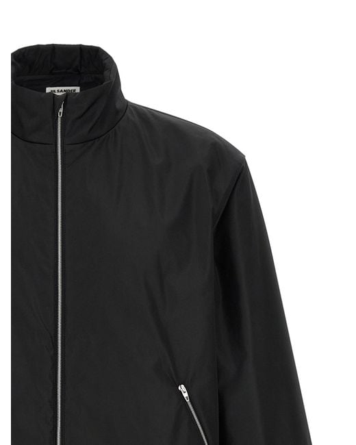 Jil Sander Black Polyester Full-Length Jacket Clothing for men