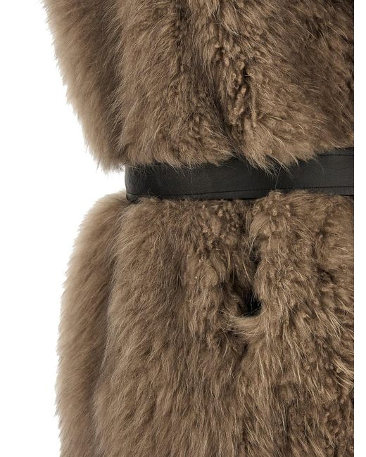 Blancha Brown Lamb Fur Sleeveless Jacket Clothing