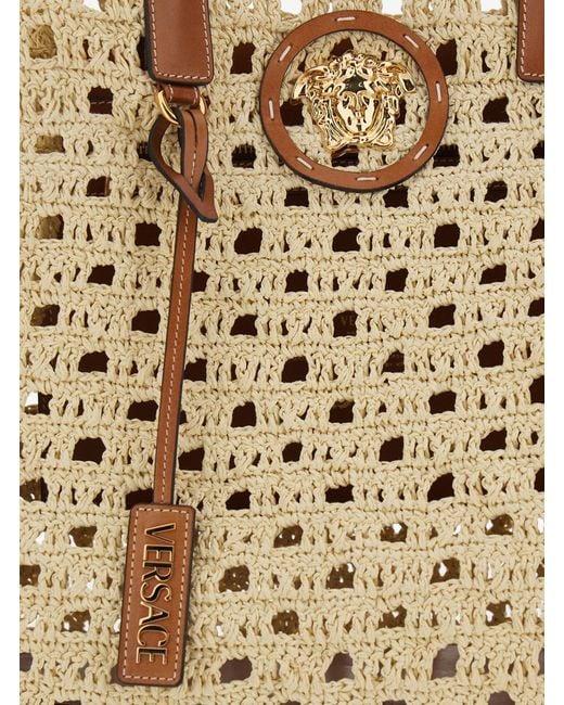 Versace Natural Tote Bag La Medusa Raffia