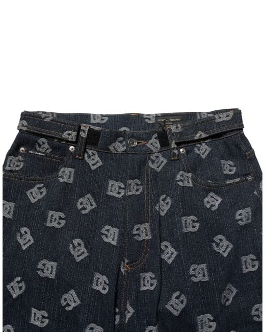 Dolce & Gabbana Black Logo Print Straight Denim Jeans Co+02 Clothing for men