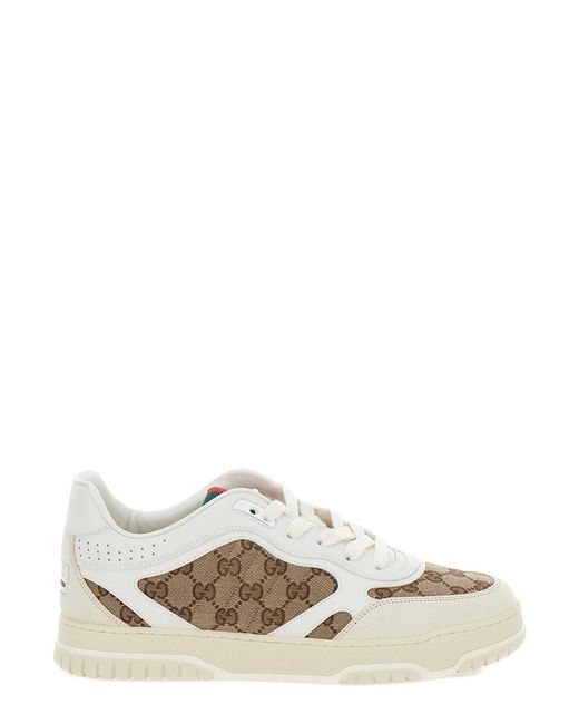 Gucci White Low Sneakers Re-Web Leather Calf Trainers for men