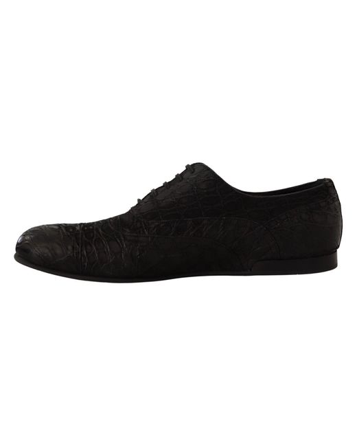 Dolce & Gabbana Black Caiman Leather Mens Oxford Shoes for men