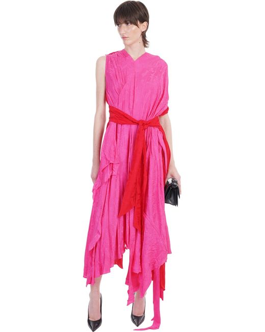 Balenciaga Synthetic Dress In Rose-pink Viscose | Lyst