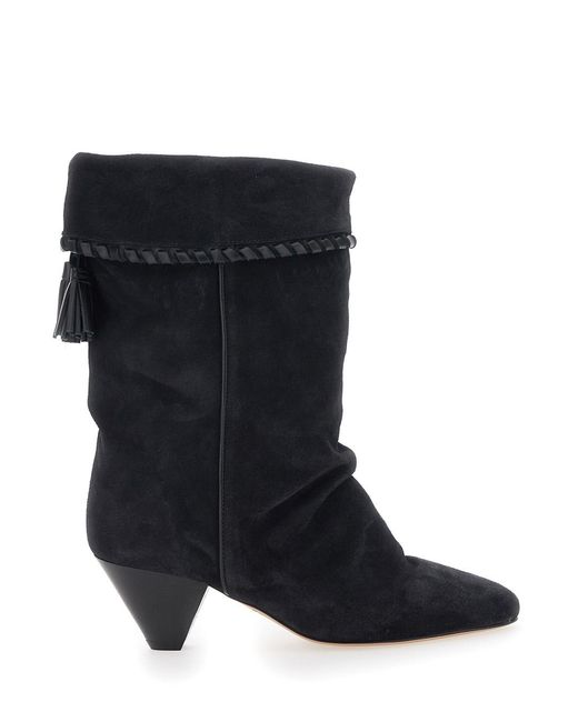 Isabel Marant Black 'Dalby' Boots With Pointed Toe And Tassel Fringe