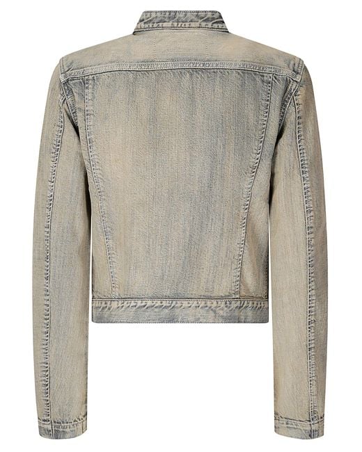 DIESEL Green Faded Denim Jacket With Stand Collar