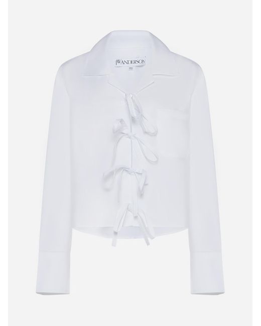 J.W. Anderson White Bow-Tie Cotton Cropped Shirt
