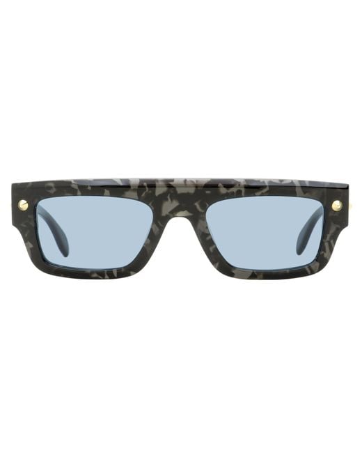 McQueen Black Flat Top Rectangular Sunglasses Am0427S 003 52Mm Plastic (Acetate)