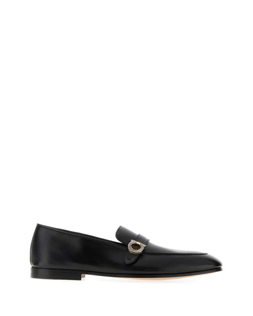 Ferragamo Black Leather Austin Loafers for men