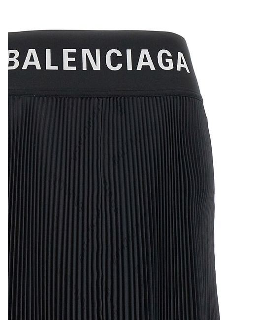 Balenciaga Black Logo Pleated Skirt Skirts