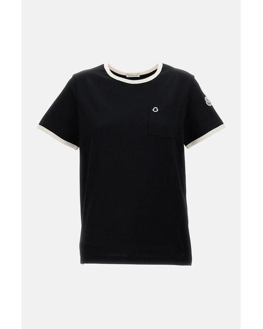 Moncler Black Embroidered Logo T-Shirt