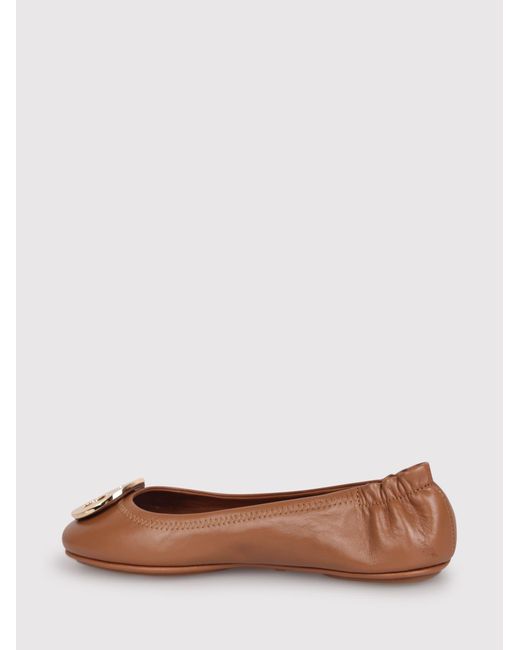 Tory Burch Brown Minnie Ballerinas With Application