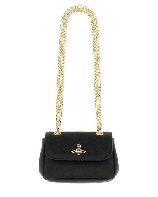 Vivienne Westwood Black Shoulder Bag With Chain Leather