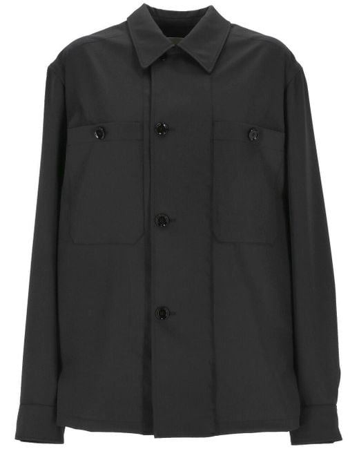 Lemaire Black Lon Sleeved Buttoned Shirt Jacket for men