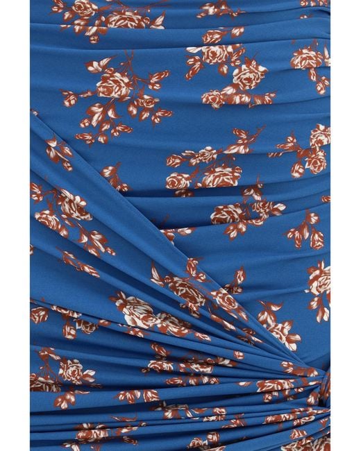 Magda Butrym Blue Draped Floral-Print Swim Mini Skirt Polyamide; Elastane