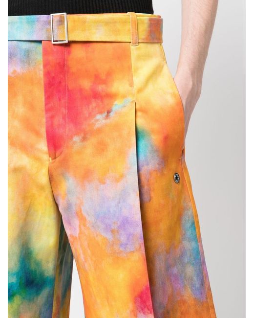 Etudes Studio Orange Tie Dye Print Cotton Shorts