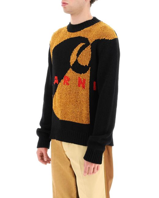 Marni Black Pullover With Inlaid Logo for men