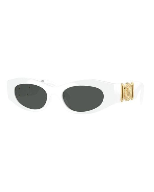 Versace White Sunglasses Oval Full Rim, Frame And Dark Lens Ve4480U314-87