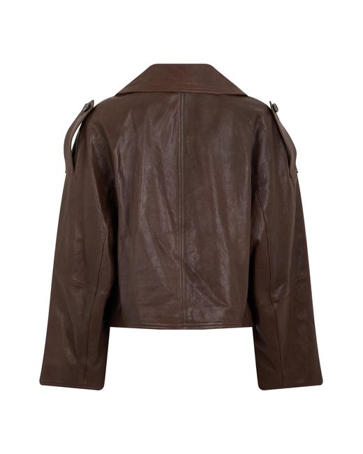 Weekend by Maxmara Brown Leather Jacket Lambskin; Lining Polyester