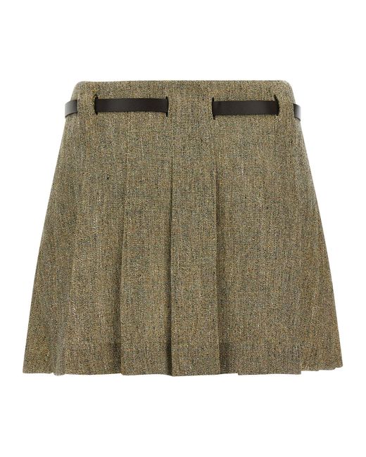 Ferragamo Green Gancini Belt Skirt
