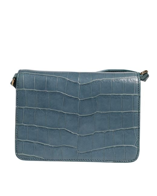 Dolce & Gabbana Blue Exotic Leather Dg Plaque Crossbody Mini Bag Crocodile 20Lf