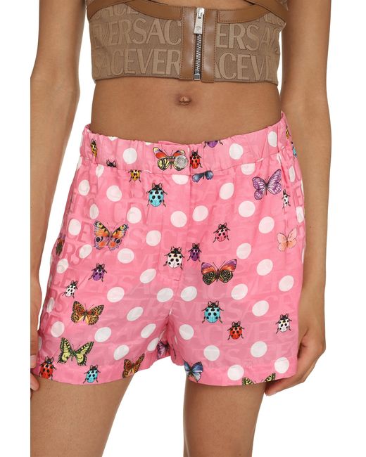 Versace Pink Silk Blend Shorts Viscose
