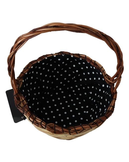 Dolce & Gabbana Black Wicker & Leather Basket Tote
