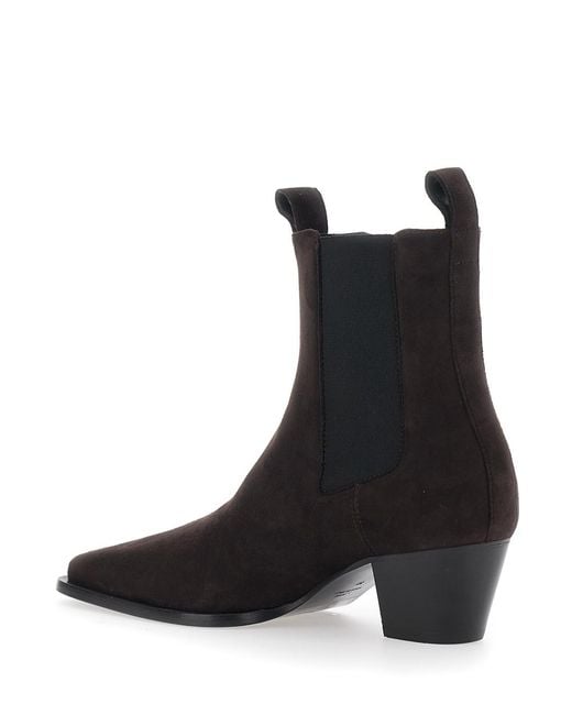 Totême Black Suede Ankle Boots With Elastic Bands