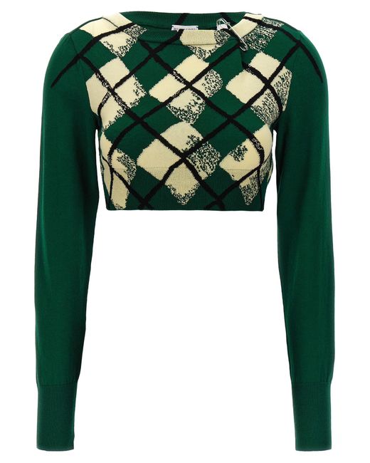 Burberry Green Argyle Pattern Sweater Sweater, Cardigans