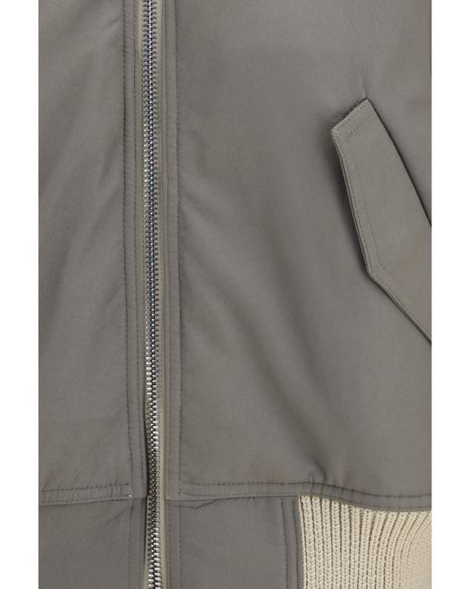 Rick Owens Gray Bomber Jacket Secchia Flight Lamb Leather