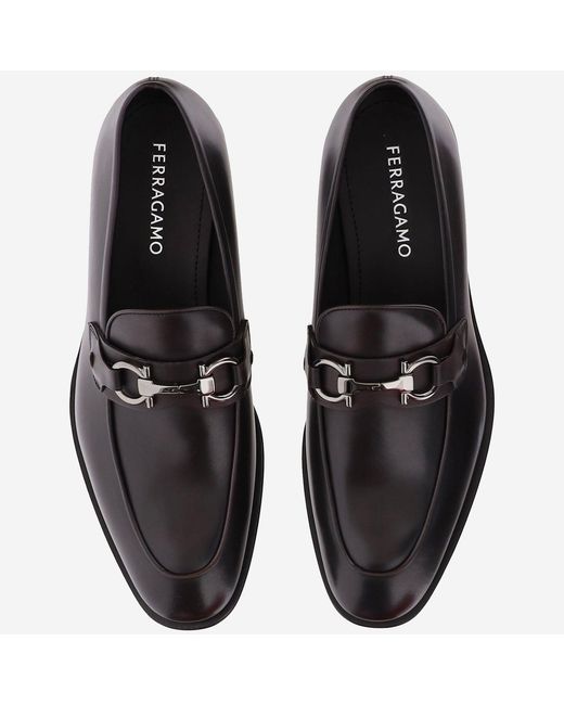 Ferragamo Black Leather Loafers Calf for men