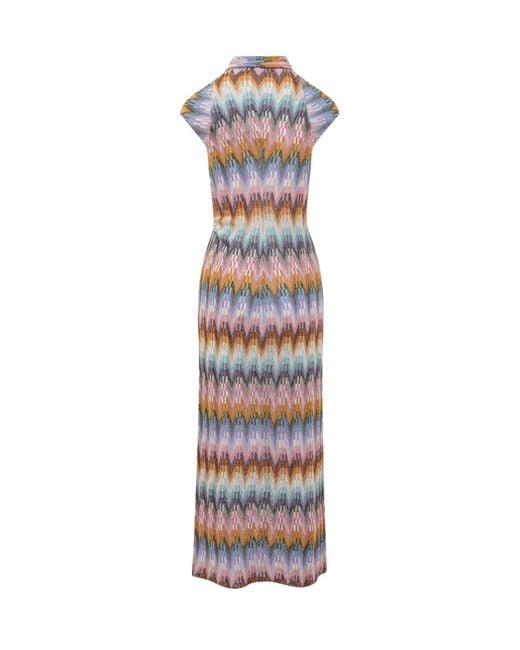 Missoni White Long Dress With Metalized Strands