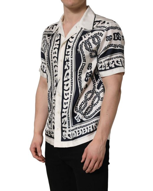 Dolce & Gabbana White Logo Bandana Short Sleeves Shirt And Silk for men