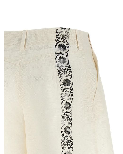 Alberta Ferretti White Linen Bermuda Shorts