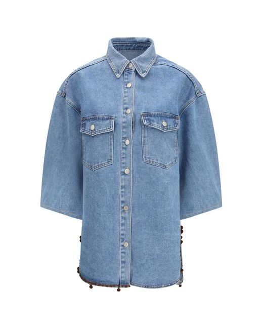 Ella Blue Jacket With Sequin Details Cotton; Polyester; Viscose