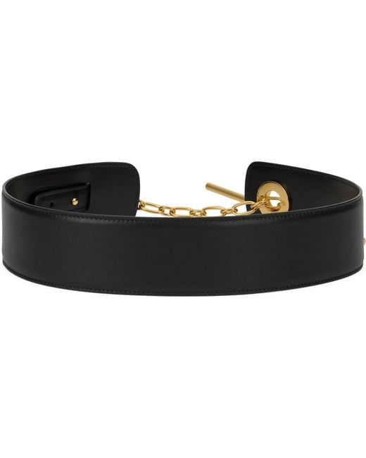 Céline Black Leather Belt With Golden Buckle Calf