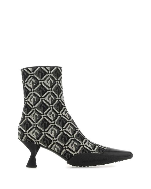 MARINE SERRE Black Embroidered Cotton Blend Moon Diamant Ankle Boots