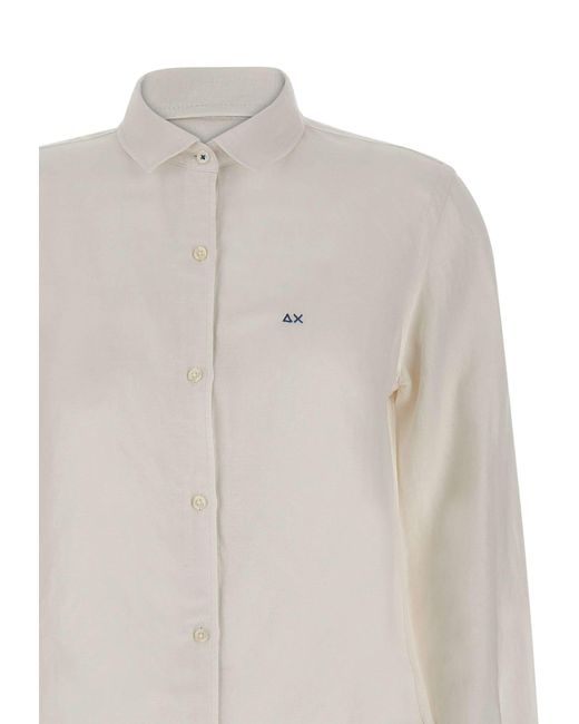 Sun 68 White Linen And Viscose Shirt