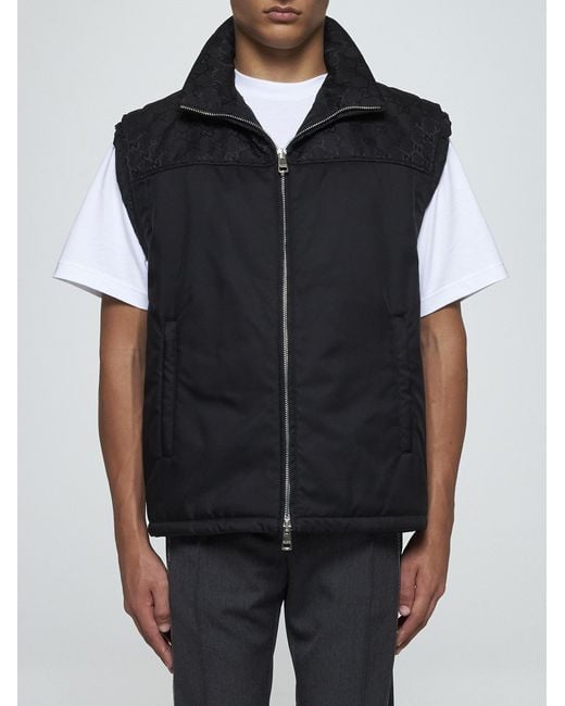 Gucci Black Gg Padded Nylon Down Vest for men