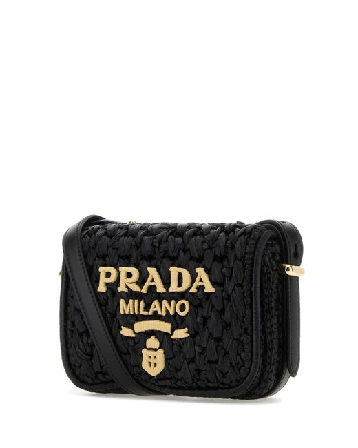 Prada Black Raffia Crossbody Bag