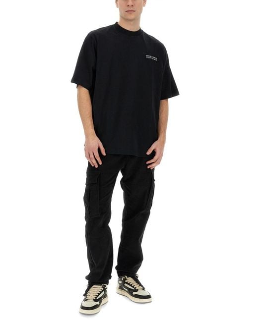 Marcelo Burlon Black Cargo Pants Cotton Trousers for men