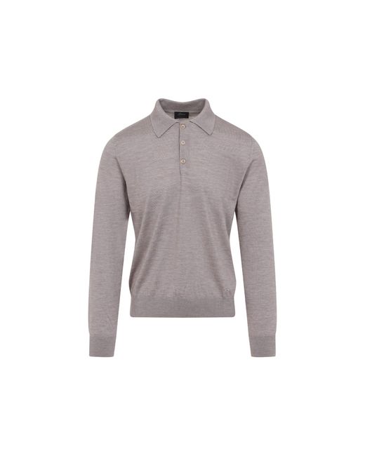 Brioni Gray Long Sleeves Polo for men