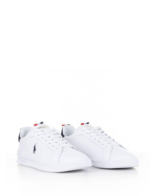 Ralph Lauren White And Leather Sneaker With Logo for men