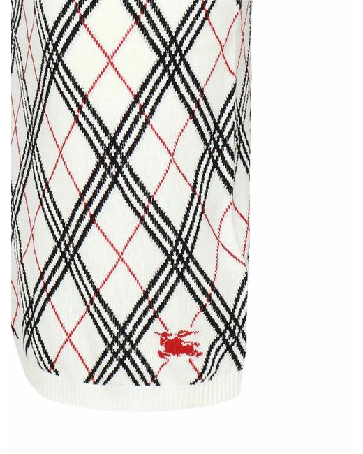 Burberry White Argyle Check Midi Skirt