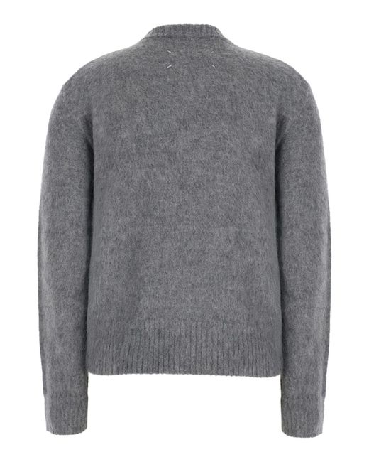 Maison Margiela Gray V-Neck Wool-Blend Sweater Tops