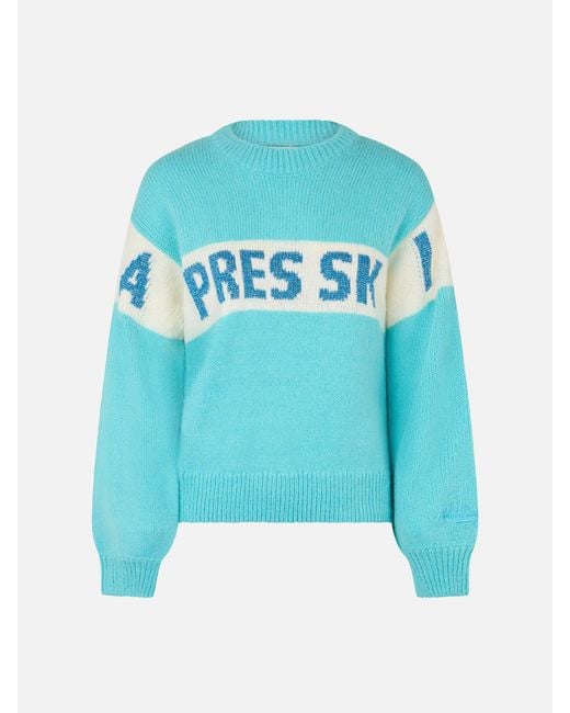 Mc2 Saint Barth Blue Crewneck Danya With Apres Ski Lurex Jacquard